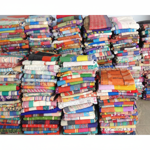 Balajee authentique Style indien Vintage Kantha couette bohème Patchwork Sari multicolores fait à la main coton lourd hôtel lit jeter - Product Image 1