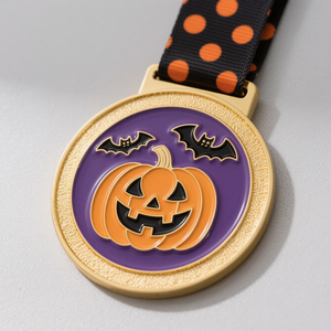 Medalla <span class=keywords><strong>de</strong></span> Aleación <span class=keywords><strong>de</strong></span> Zinc Personalizada para Halloween, Diseño <span class=keywords><strong>de</strong></span> Calabaza con Bordes Redondeados, Impresión UV, Esmalte Suave, Premio <span class=keywords><strong>de</strong></span> Celebración, Tema Espeluznante - Product Image 2