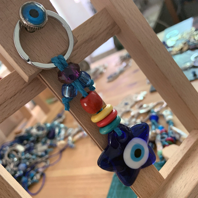Porte-clés porte-bonheur en verre de voiture, porte-bonheur, porte