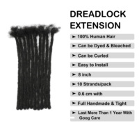 Extensions de Dreadlocks en Cheveux Humains 0,6 cm 0,8 cm Naturelles à Tresser au Crochet pour Homme – Lot de Dreads Afro Vierge