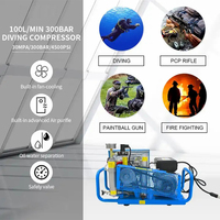 TUDIVING Arrêt automatique haute performance 100LPM 4 cylindres 300bar 4500psi compresseurs d'air haute capacité pour bouteilles de gaz de plongée sous-marine