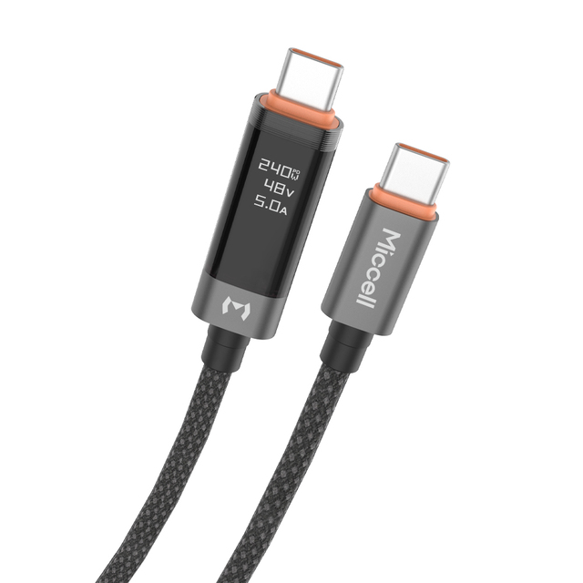 Miccell Wholesale 240W 5A Type c to Type c Fast Charging Cable 1.5M Braided Phone Charger Data Cable for Iphones,xiaom,Samsung