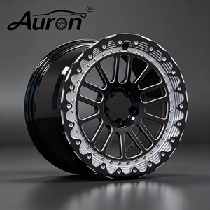 Jante en alliage multi-rayons Auron 5.5x15 noir brillant avec lèvre usinée forgée, neuve pour voitures particulières, jante de voiture personnalisée - Product Image 2