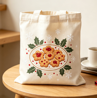 Sac fourre-tout en toile imprimé Noël Père Noël, emballage textile écologique, sac cadeau en tissu avec logo personnalisé
