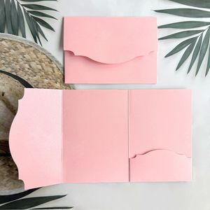 Invitaciones de Boda Estilo Sobre de Bolsillo de 5.1x7.1 Pulgadas, Rosa, Champán, Verde, Blanco, Invitación para Guardar la Fecha, Invitación para Ramadán - Product Image 4