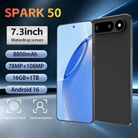 Smartphone SPARK 50 5G 16 Go + 1 To, écran HD 7,3 pouces, batterie 8800 mAh, appareil photo 108 MP, double SIM, Android 16, pour le travail quotidien et le divertissement