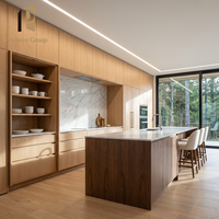 Ensemble d'armoires de cuisine rustiques style ferme pour maison de ville, ton bois chaud, meubles de rangement pour cuisine domestique