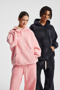 Sweat-shirt à capuche unisexe surdimensionné en molleton 360 g/m² de haute qualité, personnalisé, effet délavé à l'acide, vintage, déchiré, pour hommes et femmes - Product Image 3