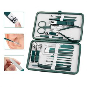 Professional Stainless Steel Nail Clipper Set Green Nail <b>Tools</b> Manicure Pedicure Set 7/10/12/18pcs Travel Grooming Kit Christmas - Product Image 2
