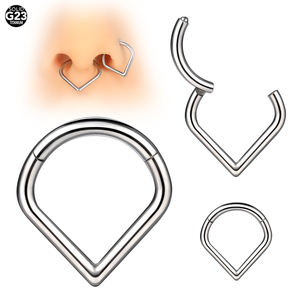 Venta al por mayor G23 titanio con bisagras <span class=keywords><strong>en</strong></span> forma <span class=keywords><strong>de</strong></span> abanico segmento anillo nariz Clicker tabique nariz aro anillos pendiente <span class=keywords><strong>Piercing</strong></span> - Product Image 3