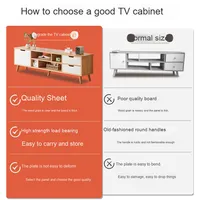 Meuble TV scandinave minimaliste moderne et combinaison de table basse pied en bois massif pour petit appartement chambre à coucher salon