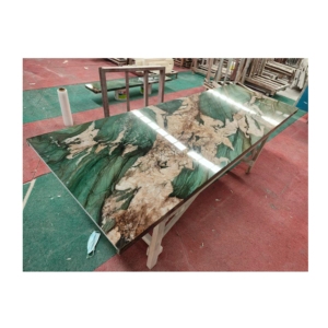 <span class=keywords><strong>Tavolo</strong></span> da Pranzo di Lusso in Pietra Naturale Personalizzato, Rettangolare Verde in Cristallo di Fuchsite e Quarzite, <span class=keywords><strong>Senza</strong></span> Base a Piedistallo - Product Image 3