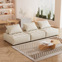Canapé modulaire minimaliste en tissu microfibre beige pour 2 à 7 personnes, convertible en lit, pour salon