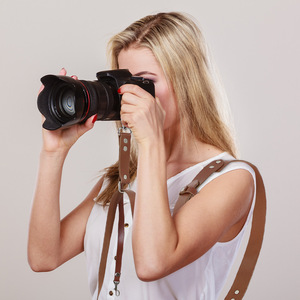 Sangle d'épaule réglable en cuir de vachette véritable pour appareil photo reflex numérique, style professionnel, marron café noir, 210g, légère - Product Image 1