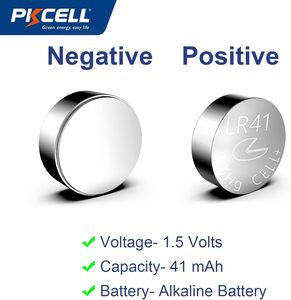 Pkcell <span class=keywords><strong>AG3</strong></span> 1.5V pin lithium <span class=keywords><strong>LR41</strong></span> 392 384 192 Nhiệt kế kỹ thuật số nút kiềm di động kim loại áo khoác 5 đếm Pin chính - Product Image 2