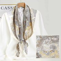 Écharpe légère d'été 100% soie 90x90cm avec ourlet roulotté à la main, imprimé Paisley & Bohème, étiquette personnalisée, cadeau élégant en soie
