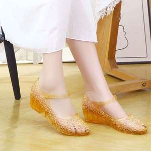 Sandales en cristal pour femmes chaussures compensées d'été respirantes bout creux en plastique <span class=keywords><strong>danse</strong></span> gelée chaussures de plage pour le printemps automne Sexy fermé - Product Image 2