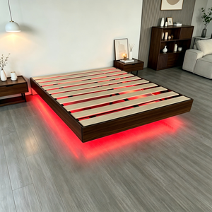 Lit plateforme moderne en acier avec éclairage LED RGB et rangement intégré, idéal pour les projets de chambres et d'hôtels (vente en gros) - Product Image 3