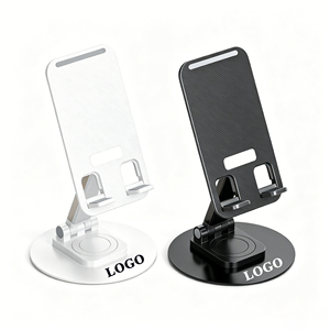Custom Aluminium Alloy Telescopic Foldable Desktop Stand, Height Adjustable 360&deg; Rotatable Anti-slip Phone <strong>Tablet</strong> Stand <strong>Holder</strong> - Product Image 1