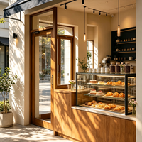 Vitrine de café en bois massif sur mesure / design d'intérieur de café de luxe