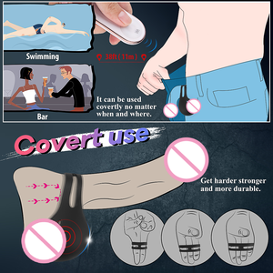 Cincin Penis Getar Silikon Magnetik Ganda, Mainan Seks Pria, Sarung Penis, Vibrator Penis, Mainan Seks untuk Pria - Product Image 2