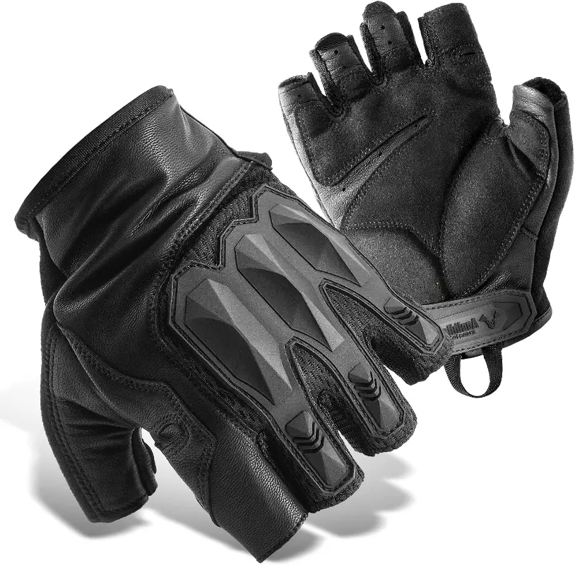 Half Finger Leather Shooting Gloves Touch Capable TPR Knuckle Protection XRD Padded Fingerless Outdoor Hunting Tactical Gloves