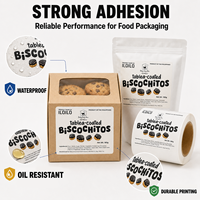 Étiquettes personnalisées pour emballages alimentaires de biscuits, autocollants en rouleau blancs en BOPP, résistants à l'eau et à l'huile, auto-adhésifs pour bocaux, boîtes et sachets