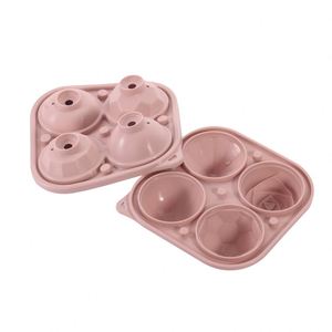 Hot Sale Rose Silicone Ice <b>Cube</b> Tray with Lid, 4-Cavity 5CM Round Mold, Easy Release Multi-Shape Reusable Ice Mould - Product Image 4