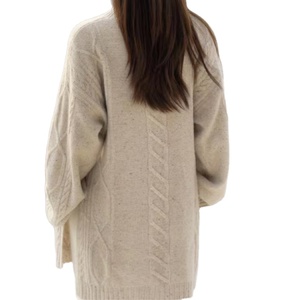 Cable Knitting Slash Side Design Grau Loose Casual Style Wunderschöner Kaschmir <span class=keywords><strong>pullover</strong></span> aus Stoff für Unisex - Product Image 3