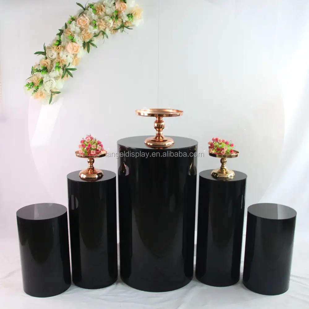 Iangel set of 5 round black acrylic plinth for wedding
