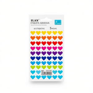 Etichette Adesive a Forma di Cuore ILAN, 60 Pezzi, 5 Fogli Colorati per Etichette di Abbigliamento - Product Image 2
