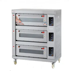 full stainless steel high quality factory price three deck 6 trays industrial gas deck ovens for cakes