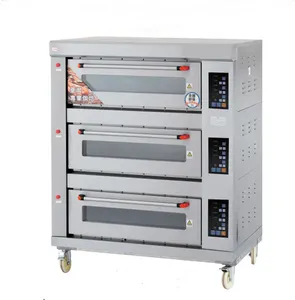 Stainless Steel Penuh Kualitas Tinggi Harga Pabrik Tiga Dek 6 Nampan Oven Gas Industri untuk Kue