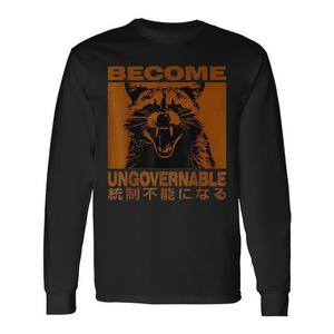 Camiseta de manga larga Raccoon Japanese Become Ungovernable para mujer - Product Image 1
