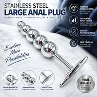 Grand plug anal avec perles graduées en acier inoxydable pour hommes et femmes