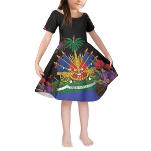 点缀海地女童婴儿服装印花连衣裙厂家供应定制波利尼西亚儿童短袖连衣裙4-14岁 - Product Image 3