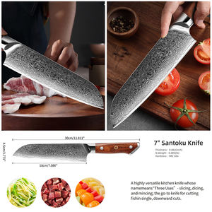 2 Parça Lüks 67 Katmanlı Şam Çelik Mutfak Bıçağı Seti Maun Saplı Şef Nakiri Kemik Ayırma Kiritsuke Santoku Şam Bıçak Seti - Product Image 4