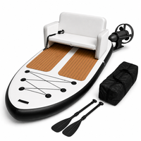 Bateau gonflable motorisé à double coque avec planche de SUP, deux sièges, pont flottant et salon de relaxation
