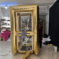 Cabine à argent gonflable dorée sur mesure pour la décoration d'événements, tente de jeu gonflable pour distributeur automatique de billets
