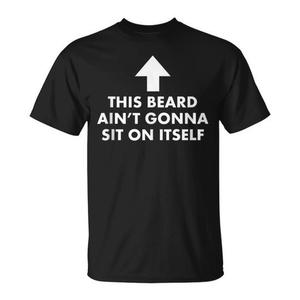 Cette barbe n'attend pas que je m'y assiede T-shirt noir pour homme, vêtements décontractés - Product Image 2