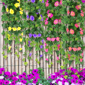 Guirnalda de flores artificiales de gloria de la mañana en cesta colgante, adorno para colgar en la pared, decoración para la sala de estar - Product Image 5