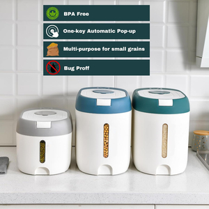 Conteneur de stockage de céréales multifonctionnel hermétique en plastique PP+PS pour la maison et la cuisine, capacité de 10 kg, pour le riz et les aliments pour animaux de compagnie - Product Image 3