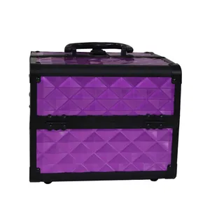 OEM/ODM Professional Portable Hard Train Makeup Case cosmetic aluminum case Aluminum Cosmetic Case Beauty Box 4 trays