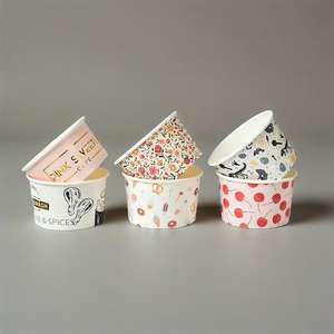 Gobelet en papier pour crème glacée à prix avantageux avec couvercle en papier, design personnalisé, logo, bol à crème glacée pour desserts froids - Product Image 2