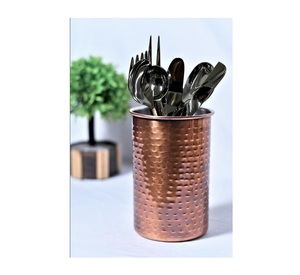 Porta Cubiertos de Cobre Hecho a Mano, Artesanía de Latón de Primera Calidad, Diseño Premium, Martillado, Níquel Moderno, Tipo Vertical, Sostenible - Product Image 1