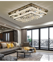 Luxe Salon Lumière Principale Moderne Cristal Led Plafonnier Chambre Salle À Manger Rectangulaire Boule De Cristal Lumière