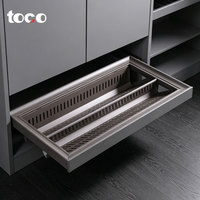 Accessoires de placard : Range-chaussures coulissant à 2 niveaux avec fermeture amortie, organisateur de chaussures intégré, support de rangement pour armoire