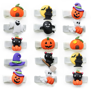 Accessoires pour animaux de compagnie pour petits chiens et chiots, pinces à cheveux mignonnes à thème Halloween avec dessin animé de citrouille fantôme - Product Image 1