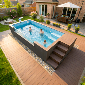 Piscine familiale extérieure en fibre de verre de luxe pour enfants, design personnalisable, construction durable, garantie 30 ans, épaisseur 8 mm, étanche - Product Image 5