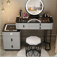 Table de toilette de style nordique moderne et minimaliste pour chambre à coucher, avec design multifonctionnel tout-en-un et charge sans fil